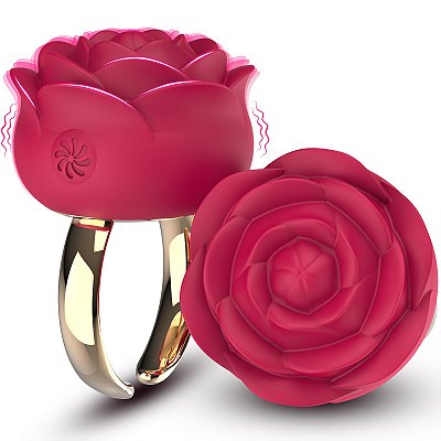 Anel Vibrador Recarregável Ajustável com Topo Formato de Rosa - RECARREGÁVEL