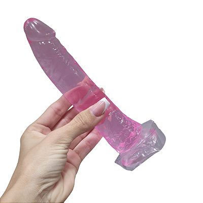 Pênis Translúcido em Silicone com Ventosa - 16,5x3,0 cm - Rosa