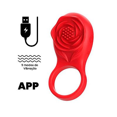 Anel Peniano com Estimulador em formato de Flor - 9 Modos - Recarregável