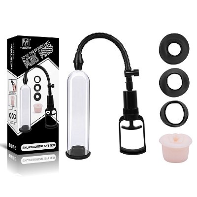 Bomba Peniana Manual com 3 Aneis e 1 Vagina - Tubo 20x5,3 cm