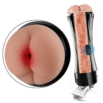 Masturbador Lanterna Ânus Com Vibrador e Ventosa - Formato de Taça - A PILHA