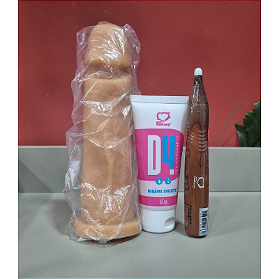 Combo (LUBRIFICANTE BEIJAVEL (MORANGO + PROTESE + CANETA)
