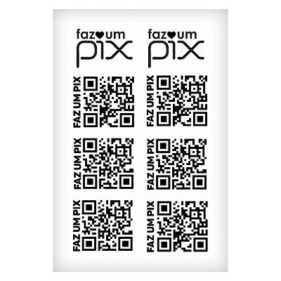 Cartela de Tatuagens Temporárias Faz um Pix 15 x 10cm