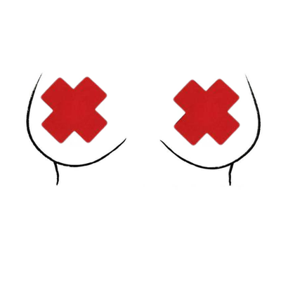 Par de Tapa Mamilo em Formato de X Vermelho