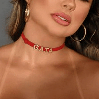 Chocker Regulavel com Nome VERMELHA