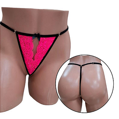 Calcinha Collors Fio Dental - Regulável - PINK + PRETO