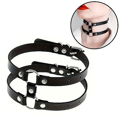 Coleira Dupla Fivela - Choker Rebite - SI
