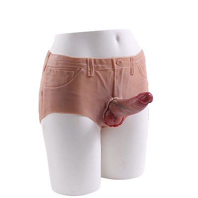 Cinta Peniana 15x4cm Estilo Short com Pênis Realístico com Escroto