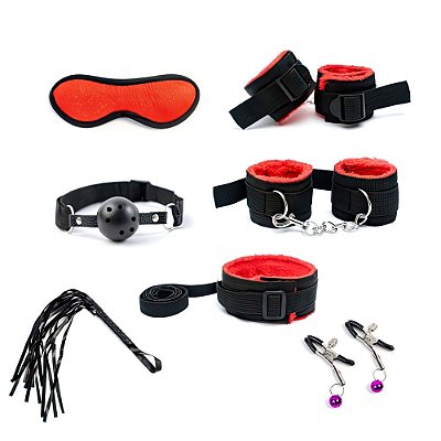 Kit Sado Bondage com 7 Produtos - VERMELHO