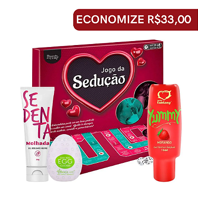Combo Sedução & Desejos: Jogo de Tabuleiro + EGG + Gel Térmico + Sedenta Molhada