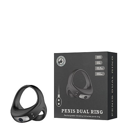 Anel Peniano Recarregável com Alça para o Escroto. Possui 10 Modos de Vibração – PENIS DUAL RING