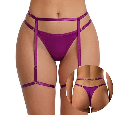 Cinta Liga ROXO Personalizável - 5 Letras Inclusas (NÃO ACOMPANHA CALCINHA)