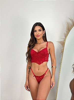 Conjunto Cintia em Renda com Aro VERMELHO