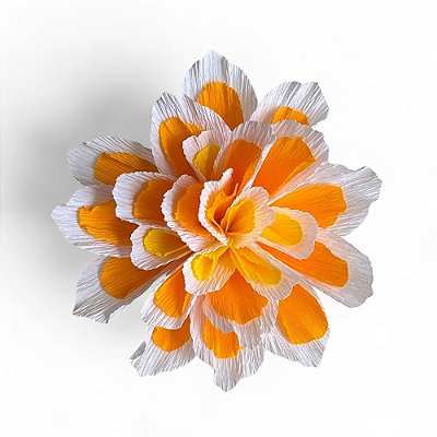 FLOR EM PAPEL CREPOM DAFFODIL BRANCA E AMARELA KUMI
