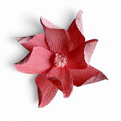 FLOR EM PAPEL CREPOM DALIA CATAVENTO ROSA KUMI
