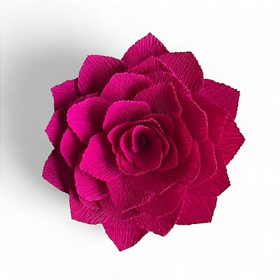 FLOR EM PAPEL CREPOM ROSA JULIA FUCSIA KUMI