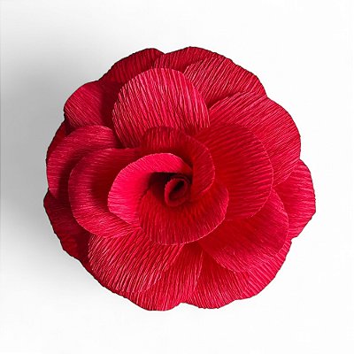 FLOR EM PAPEL CREPOM ROSA TRADICIONAL VERMELHA KUMI