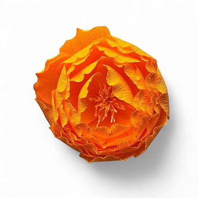 FLOR DE  MESA EM PAPEL CREPOM PEONIA LARANJA KUMI