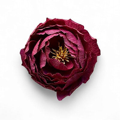 FLOR DE MESA EM PAPEL CREPOM PEONIA VINHO KUMI