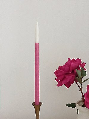 PAR DE VELAS RAINHAS BICOLOR BRANCO E FUCSIA