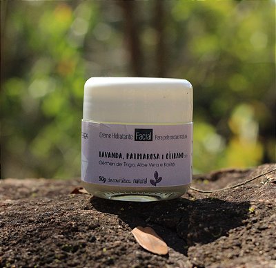 Creme hidratante facial de lavanda, palmarosa e olíbano 50g