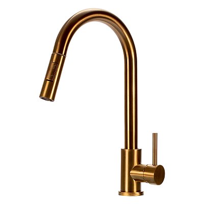 Torneira Para Cozinha Dourada Gold de Bancada Gourmet Monocomando Aço Inox Agua quente fria