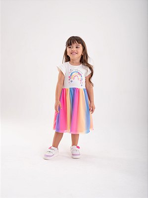 Vestido Infantil Arco-Íris