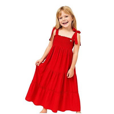 Vestido Infantil Vermelho com Amarração