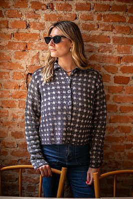 CASAQUETO XADREZ EM TRICOT JACCARD