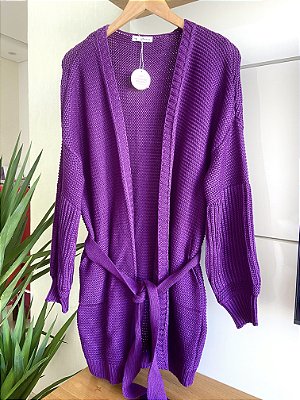 CARDIGÃ COM CINTO EM TRICOT