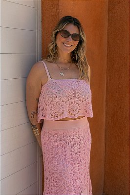 CONJUNTO DE SAIA LONGA E TOP EM TRICOT