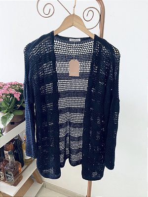 CARDIGÃ RENDADO EM TRICOT