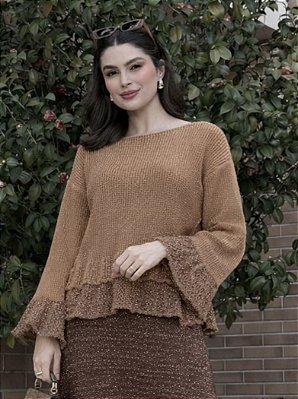 BLUSA BARRADO DE. BABADO EM TRICOT