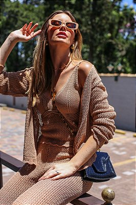 CONJUNTO 3 PEÇAS EM TRICOT LUREX