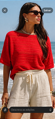 BLUSA MC NERVURAS EM TRICOT