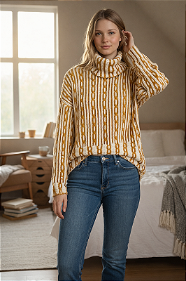 BLUSA BICOLOR EM TRICOT