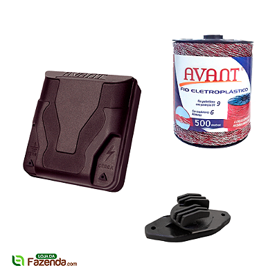 COMBO Eletrificador Avant 2500A + Fio Eletroplástico Avant Vermelho 500m + Isolador WG Avant (Pacote com 100 unidades)
