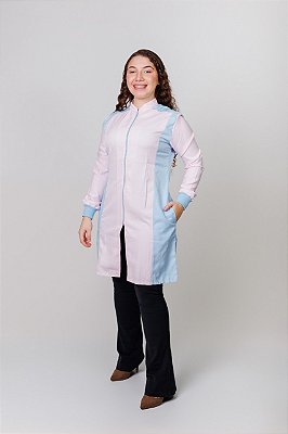 Jaleco Feminino Bicolor Rosa e Azul Bebê
