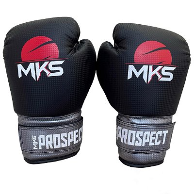 Luva Mks Prospect Black & Silver Para Boxe Muay Thai