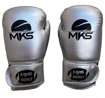 Luva Mks Energy II Prata Metalica Para Boxe Muay Thai