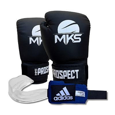 Kit Mks Luva Prospect + Bandagem + Bucal Para Boxe Muay Thai