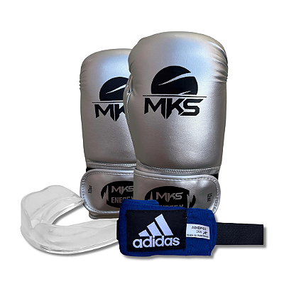 Kit Mks Luva Energy II + Bandagem + Bucal Para Boxe Muay Thai