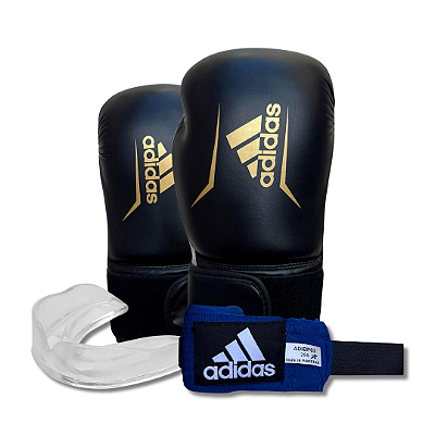 Kit Adidas Luva Speed 50 + Bandagem + Bucal Para Boxe Muay Thai