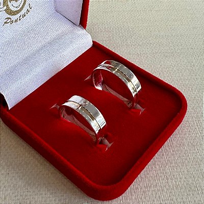 Aliança de namoro com filete ouro 10k