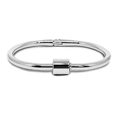 Bracelete Masculino Mosquetão Prata Aço