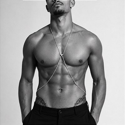 Colar de Corpo Body Chain Masculino Apollo Prata