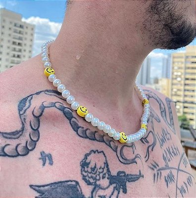 Colar Perolas Masculino Smile
