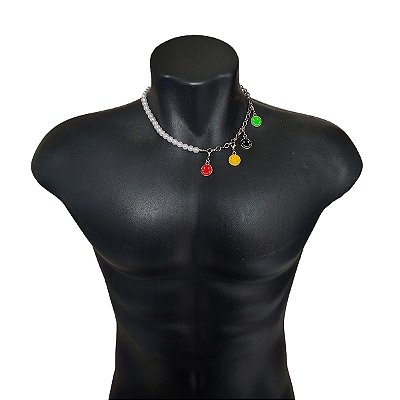 Colar Masculino Steel Smile Aço e Perolas