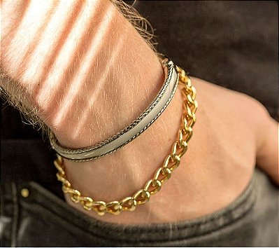 Bracelete Masculino Aço String Prata