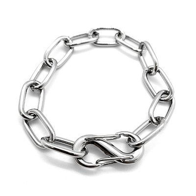 Pulseira Aço Inox Elos Grossos Mosquetão Infinito